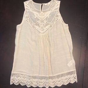 Tan lace detail top